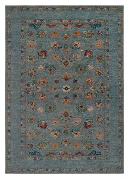 Full view of New Farahan rug from Pakistan, 343 × 240 cm in Blue tones