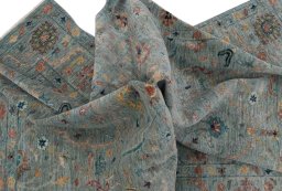Full view of New Farahan rug from Pakistan, 240 × 174 cm in Blue tones