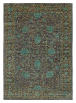Full view of New Farahan rug from Pakistan, 239 × 170 cm in Brown tones