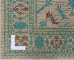 Corner detail of New Farahan rug showing border pattern and Wool pile