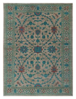 Full view of New Farahan rug from Pakistan, 341 × 249 cm in Gray tones
