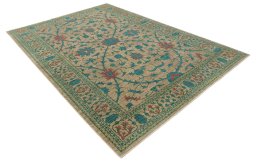 Corner detail of New Farahan rug showing border pattern and Wool pile