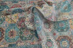 Full view of New Farahan rug from Pakistan, 334 × 249 cm in Multi Color tones