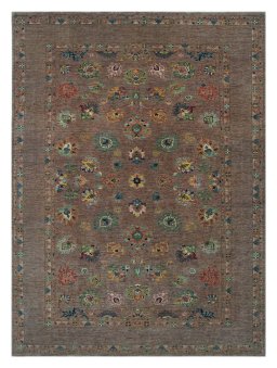 Full view of New Farahan rug from Pakistan, 337 × 249 cm in Brown tones