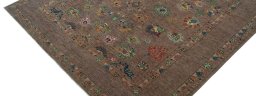 Backside of handmade New Farahan rug showing knot structure and weave density