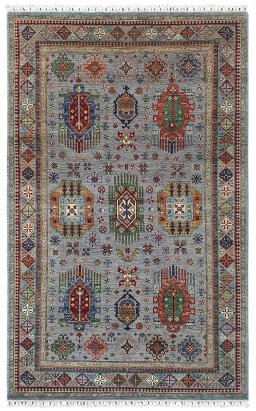 Full view of New Farahan rug from Pakistan, 275 × 172 cm in Gray tones