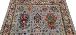 Backside of handmade New Farahan rug showing knot structure and weave density