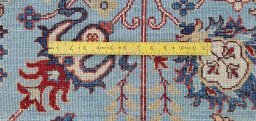 Full view of New Farahan rug from Pakistan, 438 × 76 cm in Blue tones