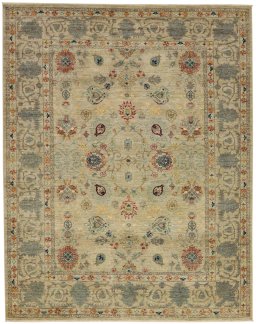 Full view of New Farahan rug from Pakistan, 262 × 206 cm in Gray tones