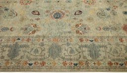 Full view of New Farahan rug from Pakistan, 262 × 206 cm in Gray tones
