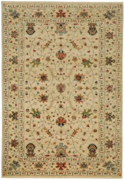 Full view of New Farahan rug from Pakistan, 241 × 167 cm in Beige tones
