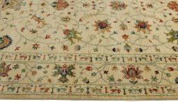 Full view of New Farahan rug from Pakistan, 241 × 167 cm in Beige tones