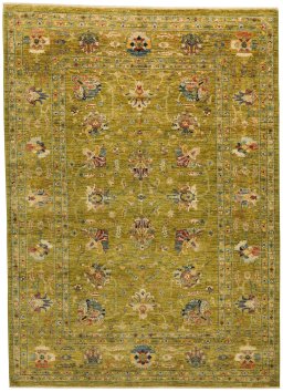 Full view of New Farahan rug from Pakistan, 234 × 169 cm in Green tones