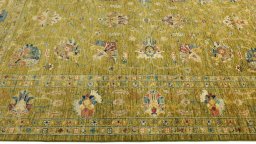 Full view of New Farahan rug from Pakistan, 234 × 169 cm in Green tones