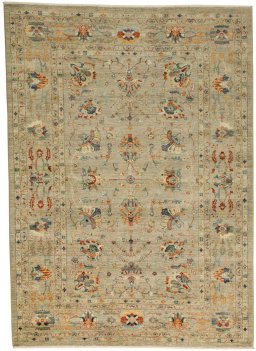 Full view of New Farahan rug from Pakistan, 234 × 169 cm in Gray tones