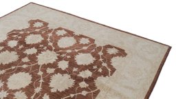 Close-up detail of New Ziegler rug from Iran / Persia showing Wool weave