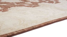 Backside of handmade New Ziegler rug showing knot structure and weave density