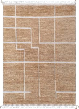 Full view of New Morocco rug from Pakistan, 247 × 176 cm in Brown tones
