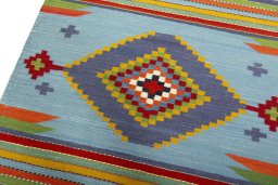 Surface texture of New Kilim Sofre rug with natural Wool and intricate pattern