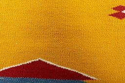 Backside of handmade New Kilim Dastan rug showing knot structure and weave density