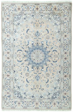 Full view of 2000s Nain rug from Iran / Persia, 306 × 200 cm in Red tones