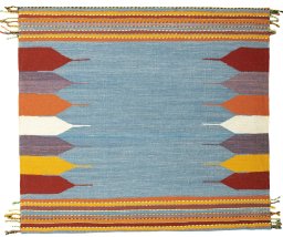Full view of New Kilim Sofre rug from Turkey, 98 × 109 cm in Multi Color tones