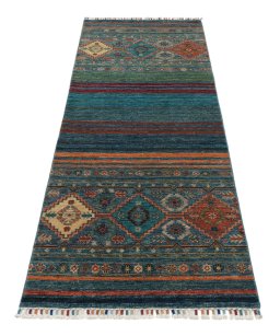 Surface texture of New Samarkand rug with natural Wool and intricate pattern
