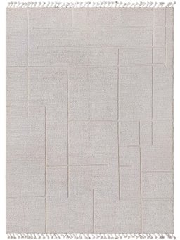 Full view of New Morocco rug from Pakistan, 241 × 179 cm in Beige tones