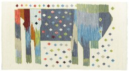 Full view of New Kilim Dastan rug from Turkey, 134 × 71 cm in Multi Color tones
