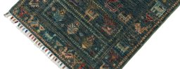 Backside of handmade New Samarkand rug showing knot structure and weave density