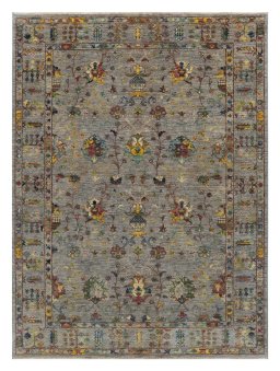 Full view of New Farahan rug from Pakistan, 205 × 153 cm in Gray tones