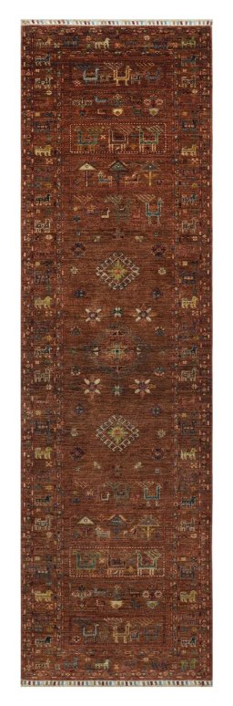 Full view of New Samarkand rug from Pakistan, 290 × 81 cm in Yellow tones