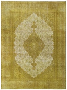 Full view of 1970s Vintage rug from Pakistan, 395 × 292 cm in Beige tones