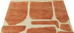Backside of handmade New Morocco rug showing knot structure and weave density