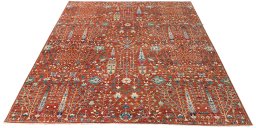 Corner detail of New Haj-jalili rug showing border pattern and Wool pile