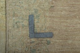 Close-up detail of 1950s Vintage rug from Pakistan showing Wool weave