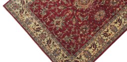 Backside of handmade New Farahan rug showing knot structure and weave density