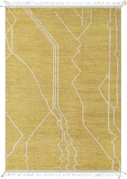 Full view of New Morocco rug from Pakistan, 246 × 174 cm in Yellow tones