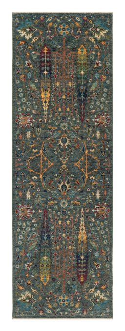 Full view of New Haj-jalili rug from Pakistan, 249 × 80 cm in Green tones