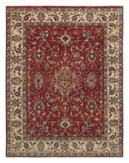 Full view of New Farahan rug from Pakistan, 192 × 147 cm in Red tones