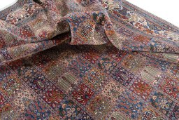 Corner detail of 2000s Moud rug showing border pattern and Wool pile