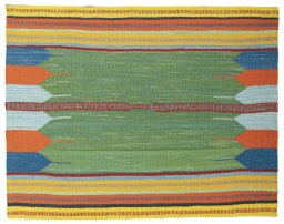 Full view of New Kilim Sofre rug from Turkey, 79 × 102 cm in Multi Color tones