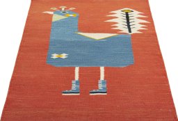 Close-up detail of New Kilim Dastan rug from Turkey showing Wool weave