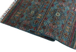 Close-up detail of New Samarkand rug from Pakistan showing Wool weave
