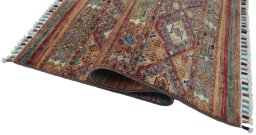 Close-up detail of New Samarkand rug from Pakistan showing Wool weave