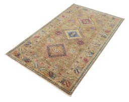 Close-up detail of New Kazak rug from Pakistan showing Wool weave