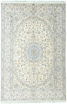 Full view of 2000s Nain rug from Iran / Persia, 300 × 197 cm in Beige tones