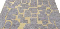 Backside of handmade New Morocco rug showing knot structure and weave density
