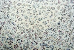 Close-up detail of 2000s Nain rug from Iran / Persia showing Wool weave