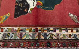 Close-up detail of 2000s Persian Gabbeh rug from Iran / Persia showing Wool weave